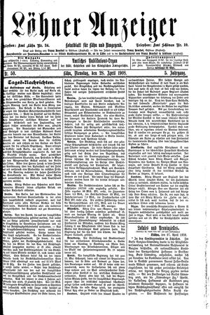 Lähner Anzeiger vom 28.04.1908