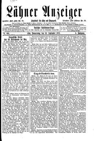 Lähner Anzeiger on Sep 10, 1908