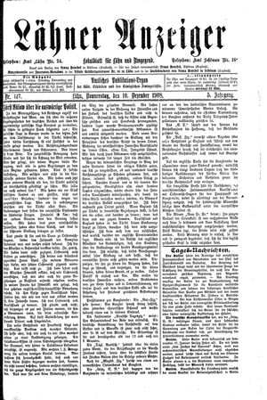 Lähner Anzeiger vom 10.12.1908