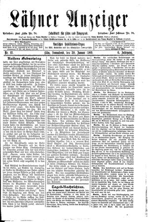 Lähner Anzeiger on Jan 30, 1909