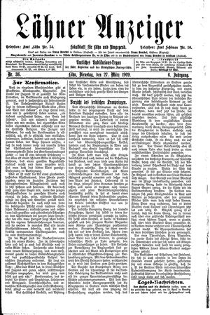 Lähner Anzeiger vom 27.03.1909