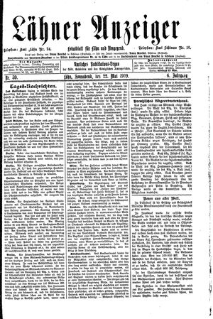 Lähner Anzeiger on May 22, 1909