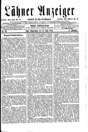 Lähner Anzeiger vom 10.06.1909