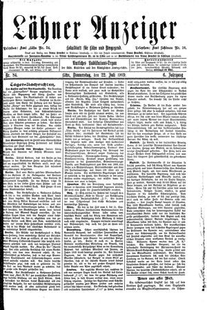 Lähner Anzeiger on Jul 22, 1909