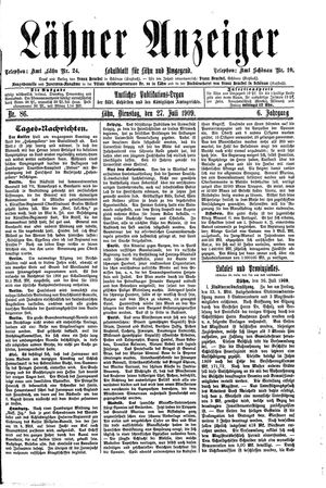 Lähner Anzeiger vom 27.07.1909