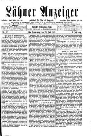 Lähner Anzeiger vom 29.07.1909