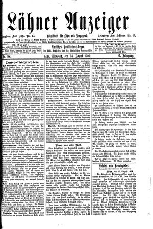 Lähner Anzeiger on Aug 24, 1909