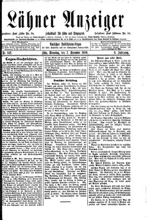 Lähner Anzeiger vom 07.12.1909