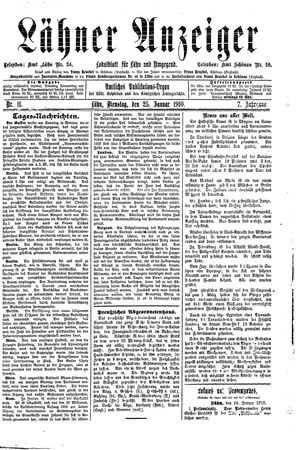 Lähner Anzeiger vom 25.01.1910