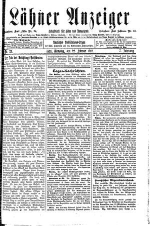 Lähner Anzeiger vom 22.02.1910