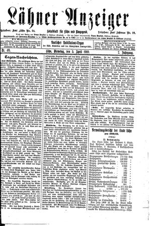 Lähner Anzeiger vom 05.04.1910