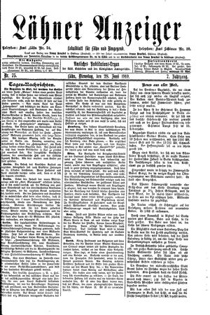 Lähner Anzeiger vom 28.06.1910