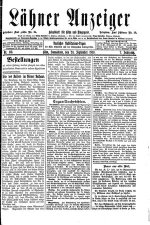 Lähner Anzeiger on Sep 24, 1910