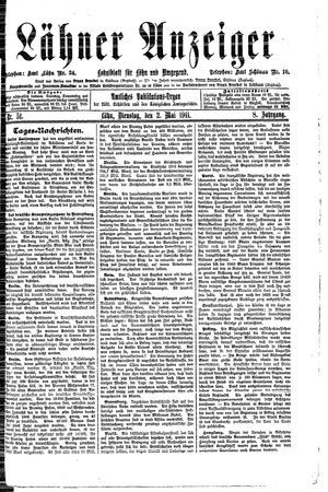 Lähner Anzeiger vom 02.05.1911