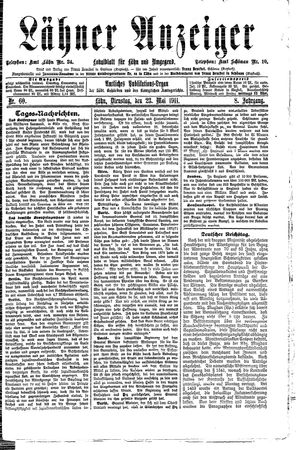 Lähner Anzeiger on May 23, 1911