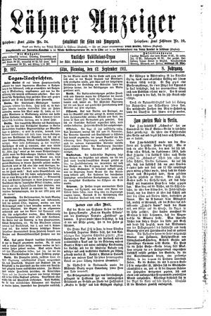 Lähner Anzeiger vom 12.09.1911