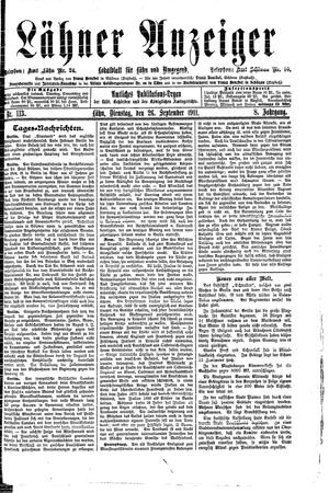 Lähner Anzeiger on Sep 26, 1911