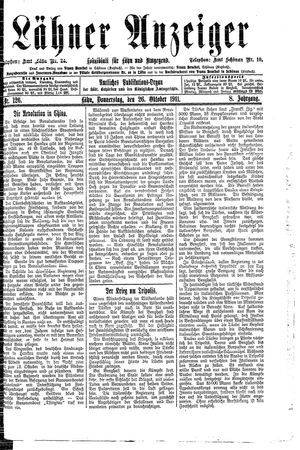 Lähner Anzeiger vom 26.10.1911