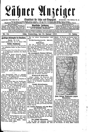 Lähner Anzeiger vom 31.01.1918