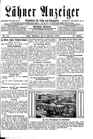 Lähner Anzeiger vom 05.02.1918
