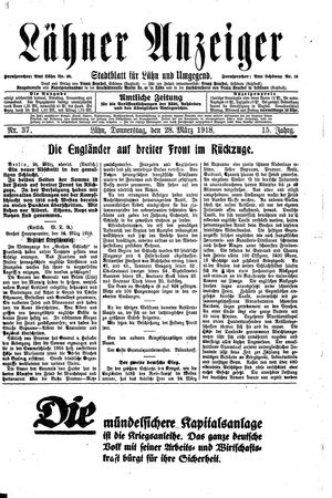 Lähner Anzeiger on Mar 28, 1918