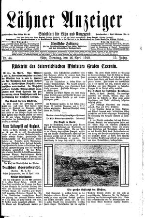 Lähner Anzeiger vom 16.04.1918