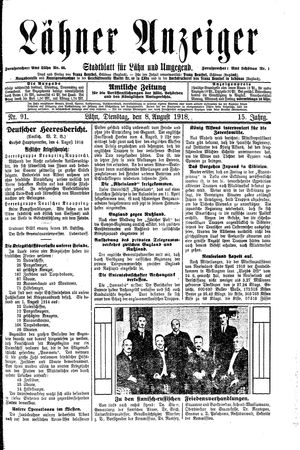 Lähner Anzeiger vom 06.08.1918