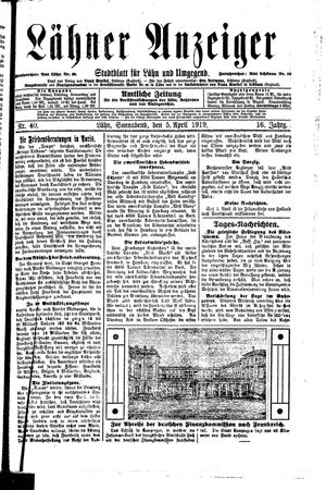 Lähner Anzeiger vom 05.04.1919