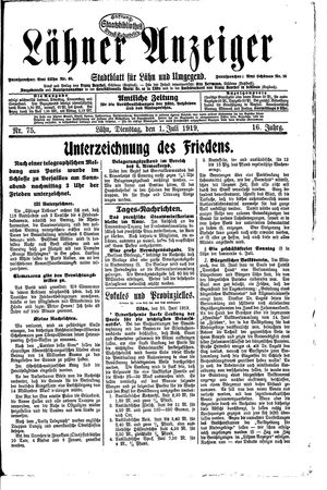 Lähner Anzeiger on Jul 1, 1919
