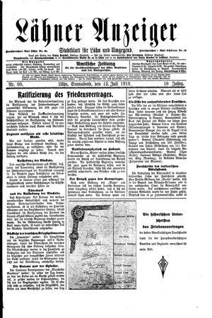 Lähner Anzeiger vom 12.07.1919