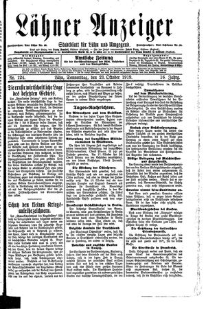 Lähner Anzeiger vom 23.10.1919