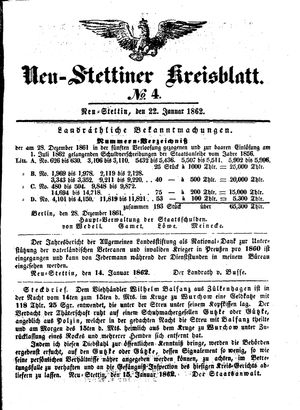Neustettiner Kreisblatt vom 22.01.1862
