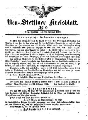 Neustettiner Kreisblatt vom 26.02.1862