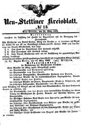 Neustettiner Kreisblatt vom 26.03.1862