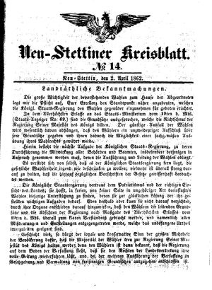 Neustettiner Kreisblatt vom 02.04.1862