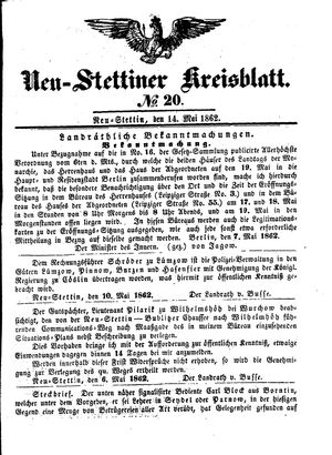 Neustettiner Kreisblatt vom 14.05.1862