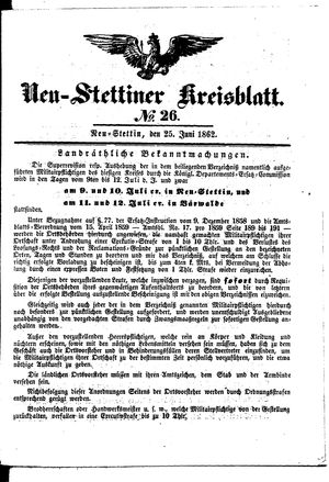 Neustettiner Kreisblatt vom 25.06.1862