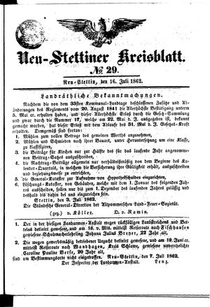 Neustettiner Kreisblatt vom 16.07.1862