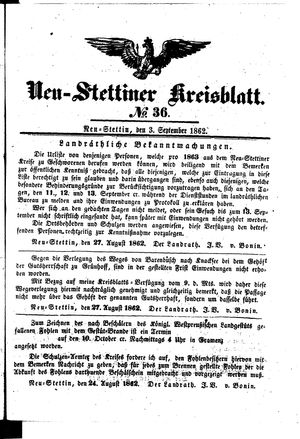 Neustettiner Kreisblatt vom 03.09.1862