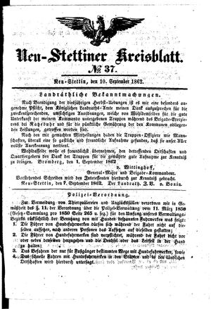 Neustettiner Kreisblatt vom 10.09.1862