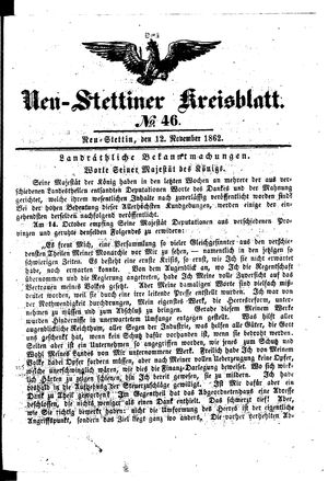 Neustettiner Kreisblatt vom 12.11.1862