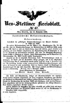 Neustettiner Kreisblatt vom 19.11.1862