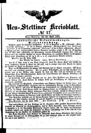 Neustettiner Kreisblatt vom 29.04.1863