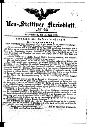 Neustettiner Kreisblatt vom 10.06.1863