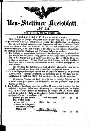 Neustettiner Kreisblatt vom 30.10.1863