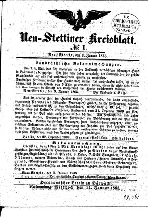 Neustettiner Kreisblatt vom 06.01.1865