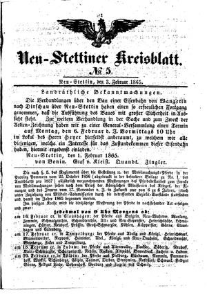 Neustettiner Kreisblatt on Feb 3, 1865