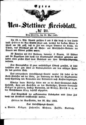 Neustettiner Kreisblatt on May 30, 1865