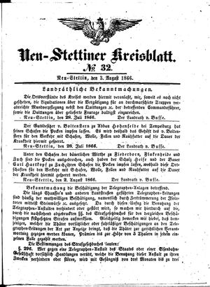 Neustettiner Kreisblatt on Aug 3, 1866