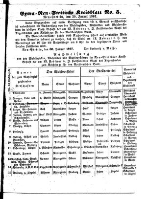 Neustettiner Kreisblatt on Jan 30, 1867